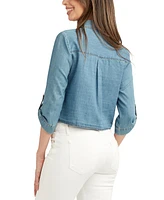 Bcx Juniors' Denim Cropped Utility Shirt