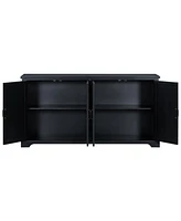 Wooden Sideboard with Pine Doors & Metal Handles
