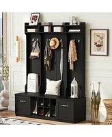 Entryway Hall Tree: Bench, Coat Rack