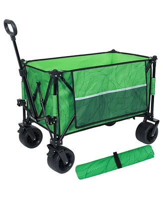 Heavy-Duty Folding Wagon Cart - All-Terrain, Green