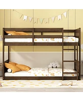 Antique Oak Twin Floor Bunk Bed