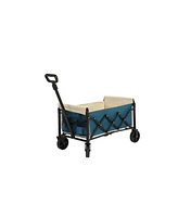 Folding Beach Wagon - Heavy Duty, Portable, Outdoor Cart - Blue