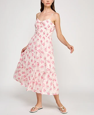 Trixxi Juniors' Printed Spaghetti-Strap Midi Dress