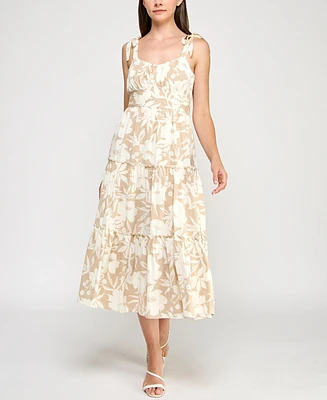 Trixxi Juniors' Printed Ruffled Sleeveless Midi Dress