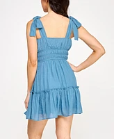 Trixxi Juniors' Square-Neck Tie-Strap Fit & Flare Dress
