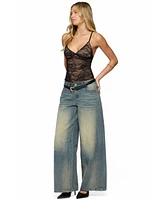 Edikted Women's Nolyn Sheer Lace V Neck Bodysuit