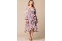Kiyonna Plus Clara Long Sleeve Chiffon Wrap Dress