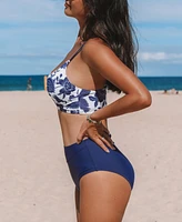 Cupshe Women's High Waisted V Neck Twist Front Bikini Sets