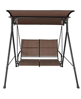 Gymax Porch Swing Glider 2 Seat Soft Cushion Adjustable Canopy Garden Outdoor Patio