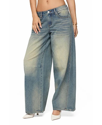 Edikted Women's Washed Low Rise Baggy Jeans