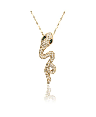 Suzy Levian Sterling Silver Cubic Zirconia Wild Snake Pendant