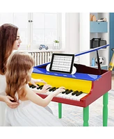 Gymax 30-Key Classic Baby Grand Piano Toddler Toy Wood w/ Bench & Music Rack Colorful