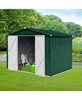 Metal garden sheds 6ftx8ft outdoor storage sheds Green+White