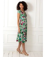 Alie Street London Women's Sara V-Neck Short Sleeve Midi Dress