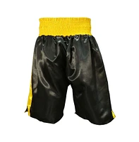 Fearless Classic Satin Pro-Style Boxing Trunks: Premium Fight Shorts for Training and Gym Clothing, Boxing Trunks Black/Gold, Size L