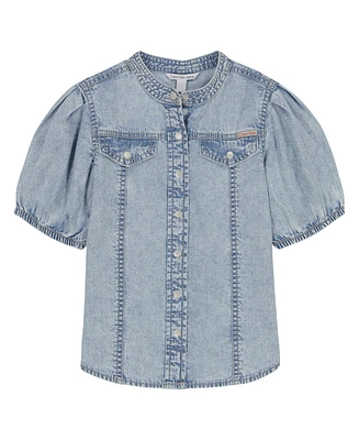 Clavin Klein Big Girls Frayed Denim Shirt