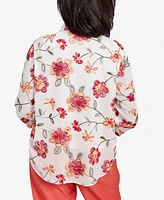 Alfred Dunner Petite Catalina Island Bright Floral Two One Collared Neckline Top
