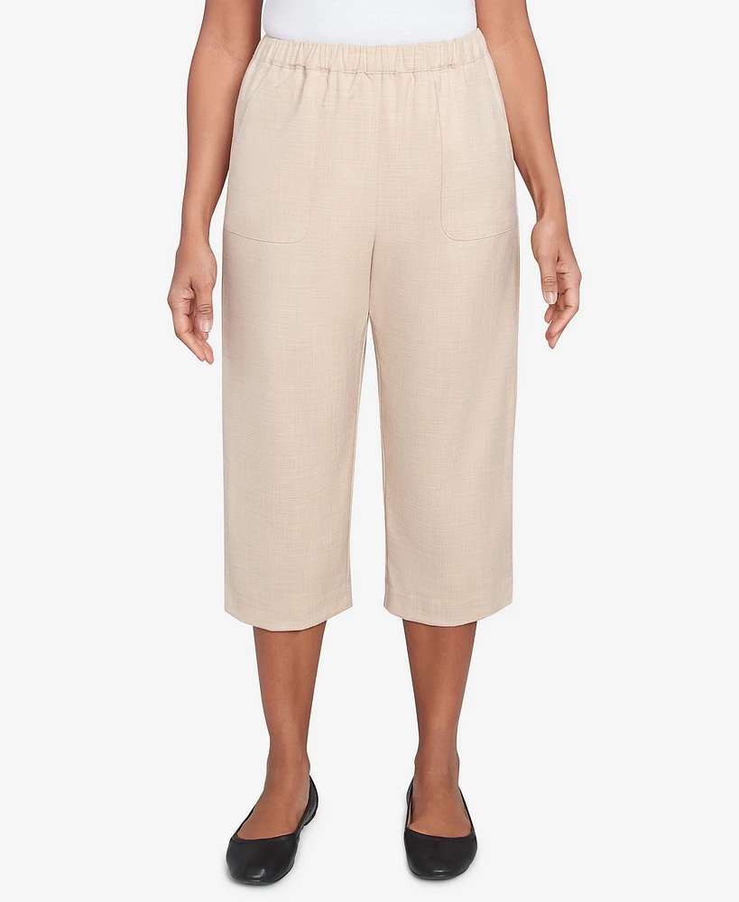 Alfred Dunner Petite Catalina Island Patch Pocket Elastic Waistband Capri Pants