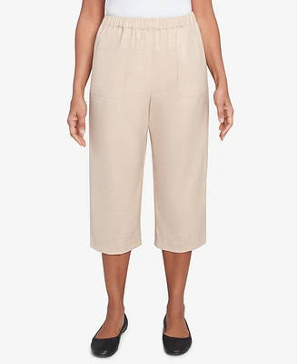 Alfred Dunner Petite Catalina Island Patch Pocket Elastic Waistband Capri Pants