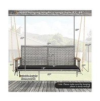 2-Person Patio Wicker Hanging Swing Chair