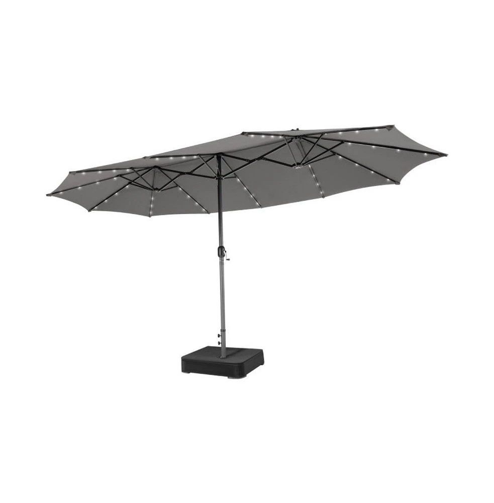 15 Feet Double-Sided Patio Umbrella with 48 Led Lights