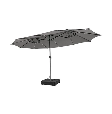15 Feet Double-Sided Patio Umbrella with 48 Led Lights