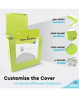 2 Inch 3 Ring Binder, 2 Inch D-Ring Clear View Cover with 2 Inside Pockets Binders, Colored School Supplies Binders in Grey, Pink, Blue, Purple