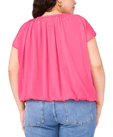 Vince Camuto Plus Wide-Neck Cap-Sleeve Gathered Top