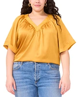 Vince Camuto Plus Flowy Dolman-Sleeve V-Neck Blouse