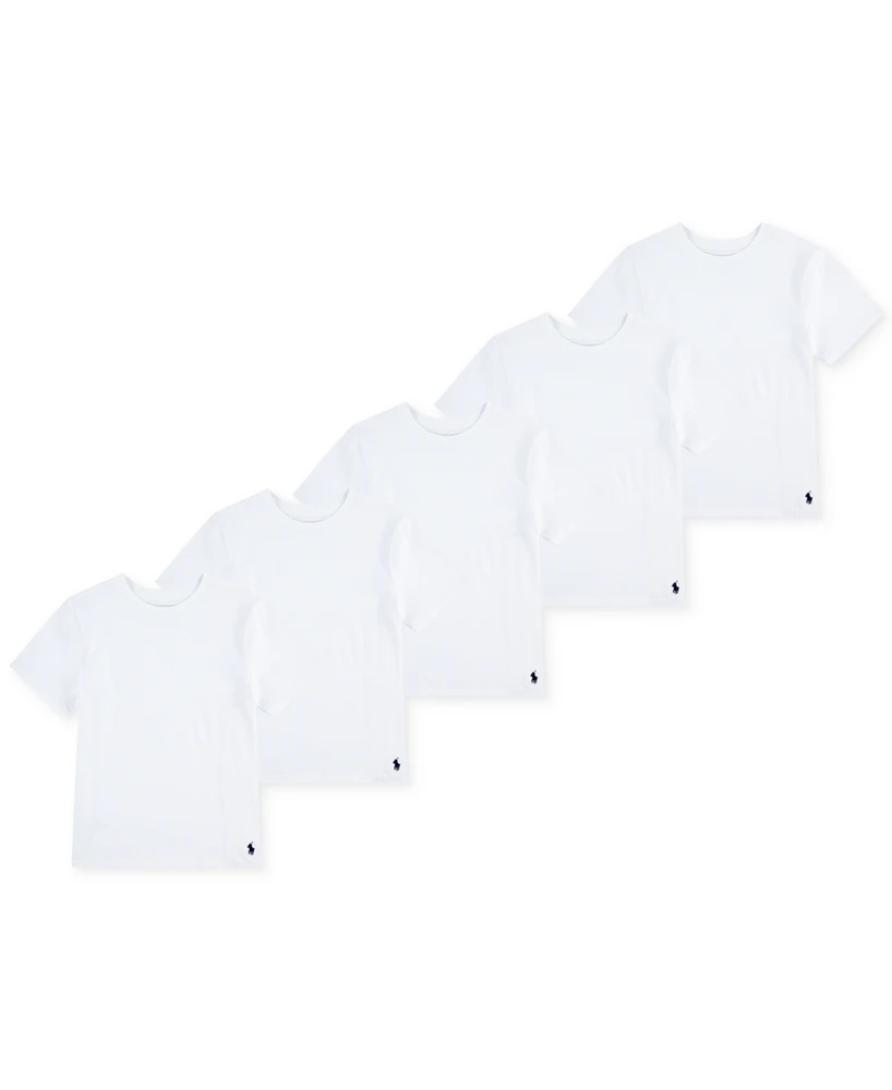 Polo Ralph Lauren Big Boys Crewneck Undershirts, 5 Pack