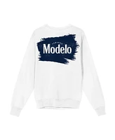 Modelo Men's Diamond Frame Beer Logo Crew Neck Long Sleeve White Adult Sweatshirt-3XL