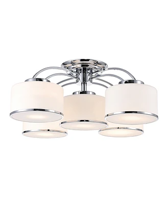 Cwi Lighting 10" Metal Frosted 5 Light Drum Shade Flush Mount