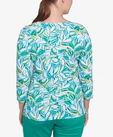 Ruby Rd. Petite Tossed Leaves Embellished Knit Top