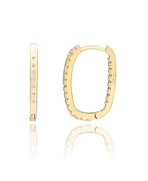 Suzy Levian Sterling Silver Cubic Zirconia Pave Paperclip Hoop Earrings