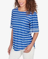 Ruby Rd. Petite Tapered Stripe Textured T-Shirt