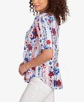 Ruby Rd. Petite Riviera Floral Stripe Print Knit Top