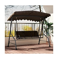 3-Seat Outdoor Porch Canopy Swing with Adjustable Shading