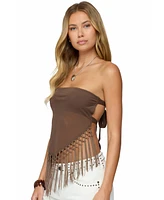 Edikted Women's Backless Sheer Mesh Strapless Top