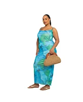 Fashion-szn Curve Plus Mesh Sleeveless Scoop Neck Maxi Dress