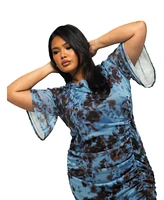 Fashion-szn Curve Plus Short Sleeve Abstract Mesh Midi Dress