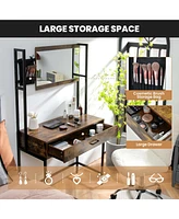 Industrial Vanity Table with 3-Position Adjustable Mirror