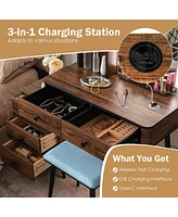 Vanity Makeup Table Set with Lighted Mirror