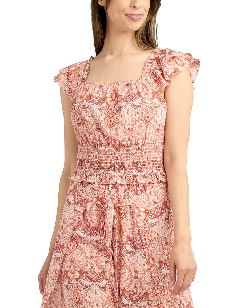 Bcx Juniors' Flutter-Sleeve Smocked Top