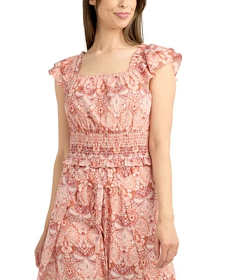 Bcx Juniors' Flutter-Sleeve Smocked Top