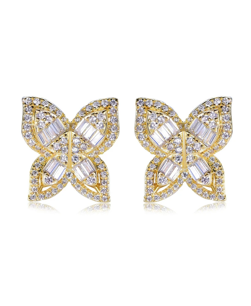 Suzy Levian Sterling Silver Cubic Zirconia Multi-Cut Butterfly Earrings