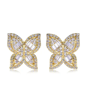 Suzy Levian Sterling Silver Cubic Zirconia Multi-Cut Butterfly Earrings