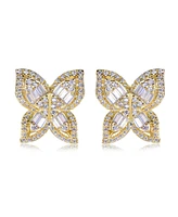 Suzy Levian Sterling Silver Cubic Zirconia Multi-Cut Butterfly Earrings