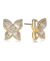 Suzy Levian Sterling Silver Cubic Zirconia Multi-Cut Butterfly Earrings