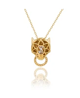 Suzy Levian Sterling Silver Cubic Zirconia Panther Ring Pendant Necklace
