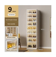 Shoe Organizer Storage Box, 18 Pairs Foldable Shoe Rack for Closet with Dustproof Doors, No Assembly Stackable Boot Shoes Boxes Cabinet Bins for Men a
